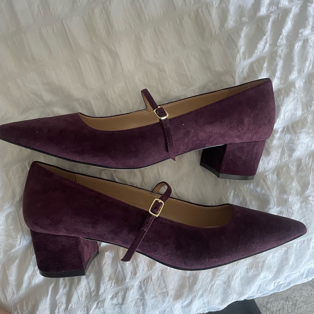 Ann Taylor Block heeled burgundy Mary Jane’s